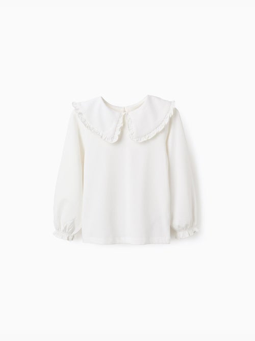 Camiseta con cuello maxi y contorno de volante - Kiabi Camiseta con cuello maxi y contorno de volante - Kiabi