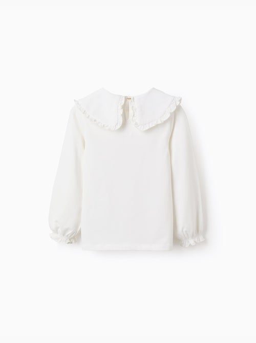 Camiseta con cuello maxi y contorno de volante - Kiabi Camiseta con cuello maxi y contorno de volante - Kiabi