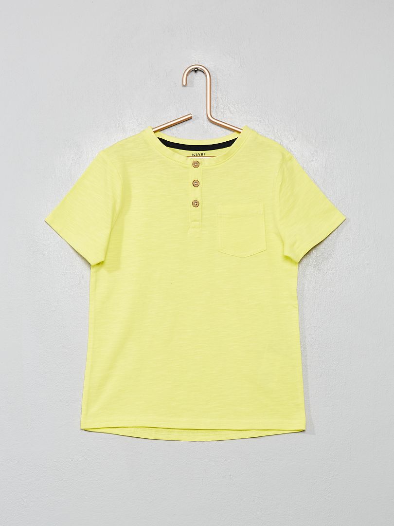Camiseta con cuello panadero amarillo - Kiabi