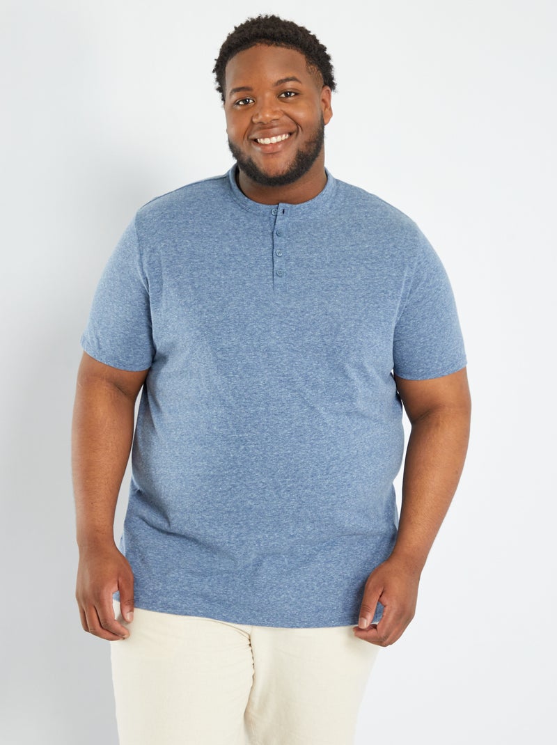 Camiseta con cuello panadero AZUL - Kiabi
