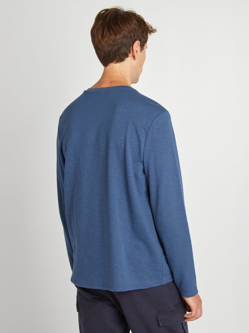 Camiseta con cuello panadero AZUL - Kiabi