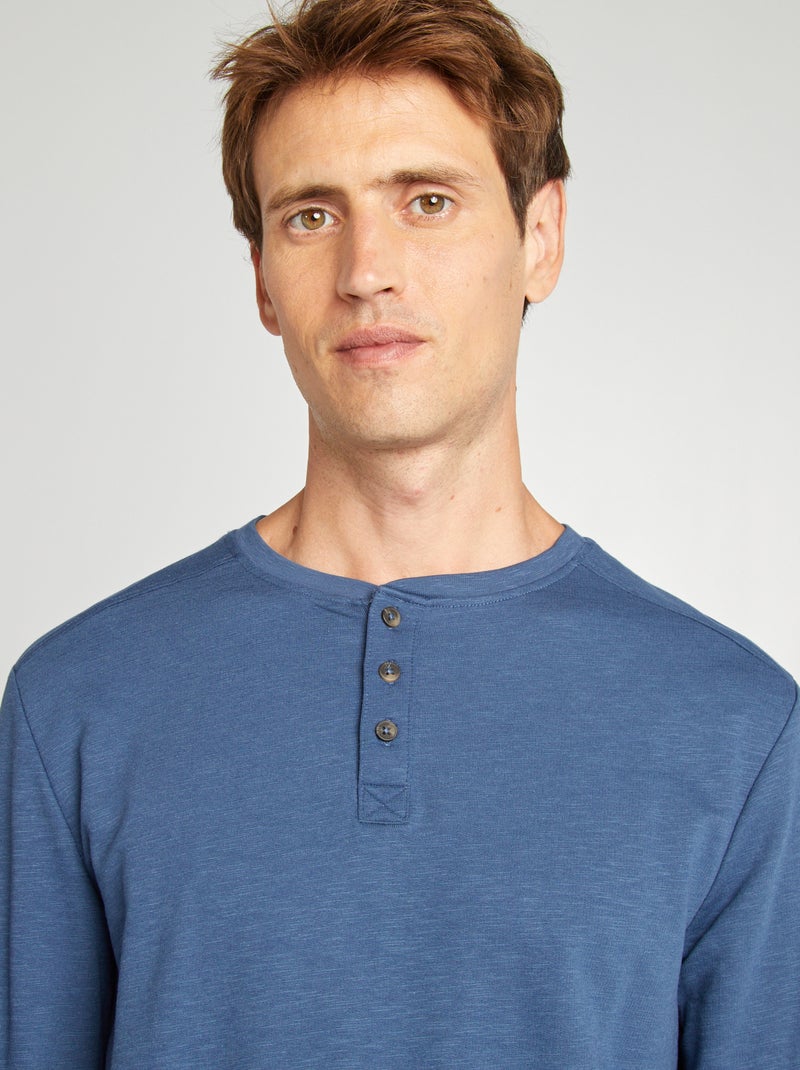 Camiseta con cuello panadero AZUL - Kiabi