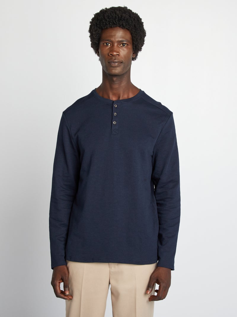 Camiseta con cuello panadero AZUL - Kiabi