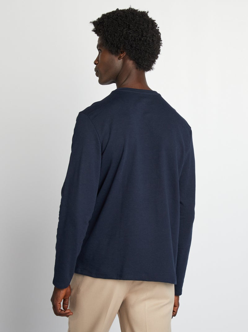 Camiseta con cuello panadero AZUL - Kiabi