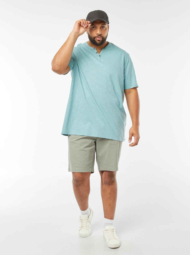 Camiseta con cuello panadero Azul - Kiabi