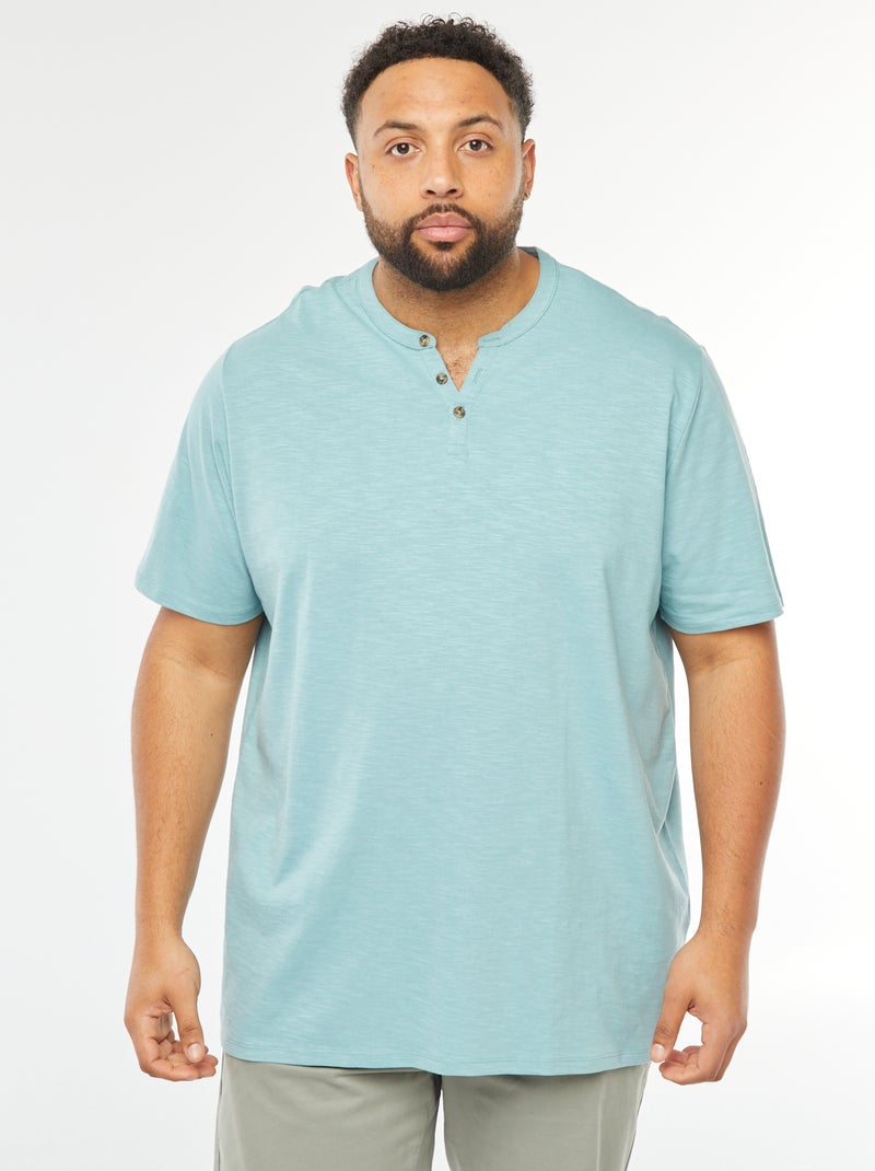 Camiseta con cuello panadero Azul - Kiabi