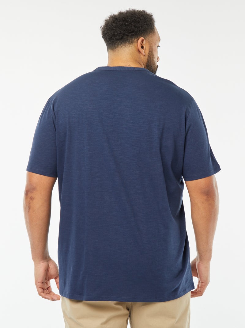Camiseta con cuello panadero Azul oscuro - Kiabi