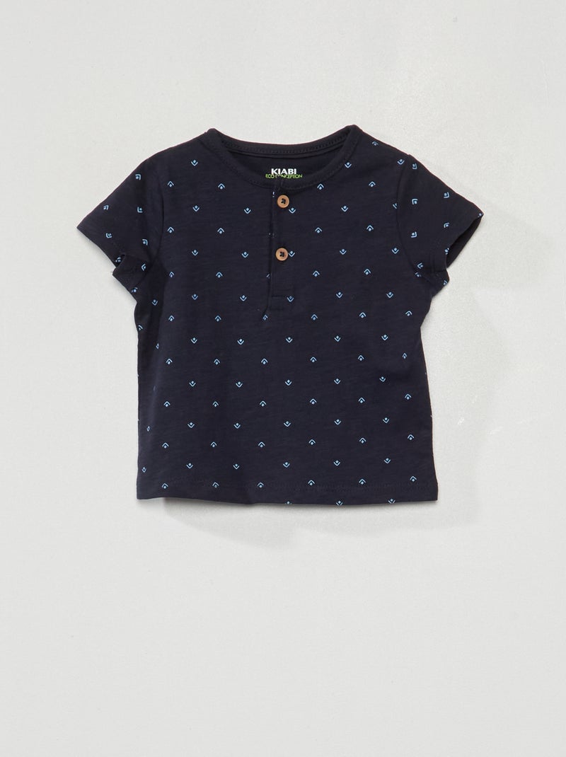 Camiseta con cuello panadero AZUL - Kiabi