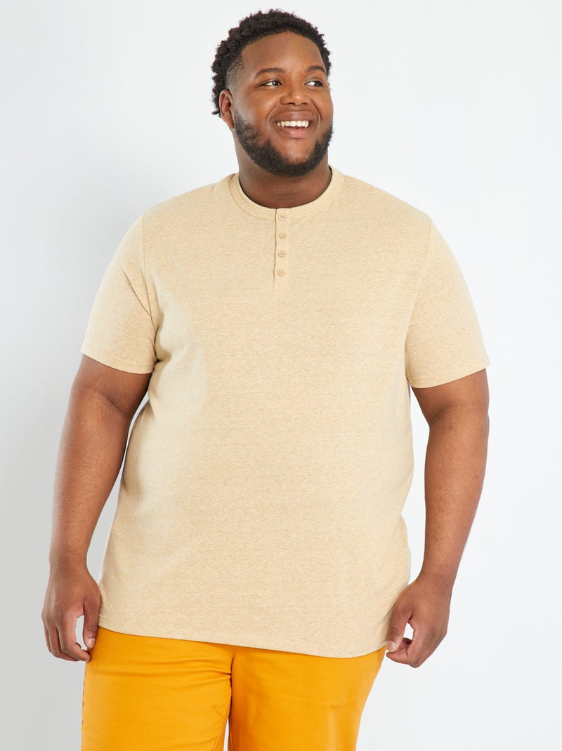 Camiseta con cuello panadero BEIGE - Kiabi