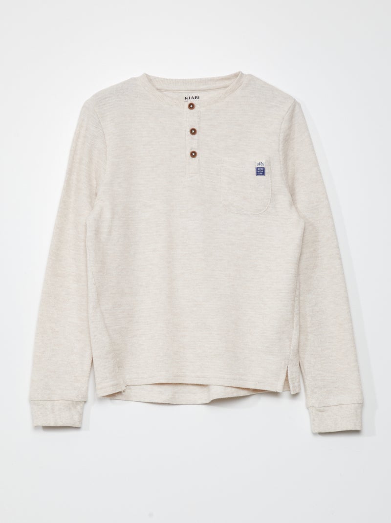 Camiseta con cuello panadero BEIGE - Kiabi