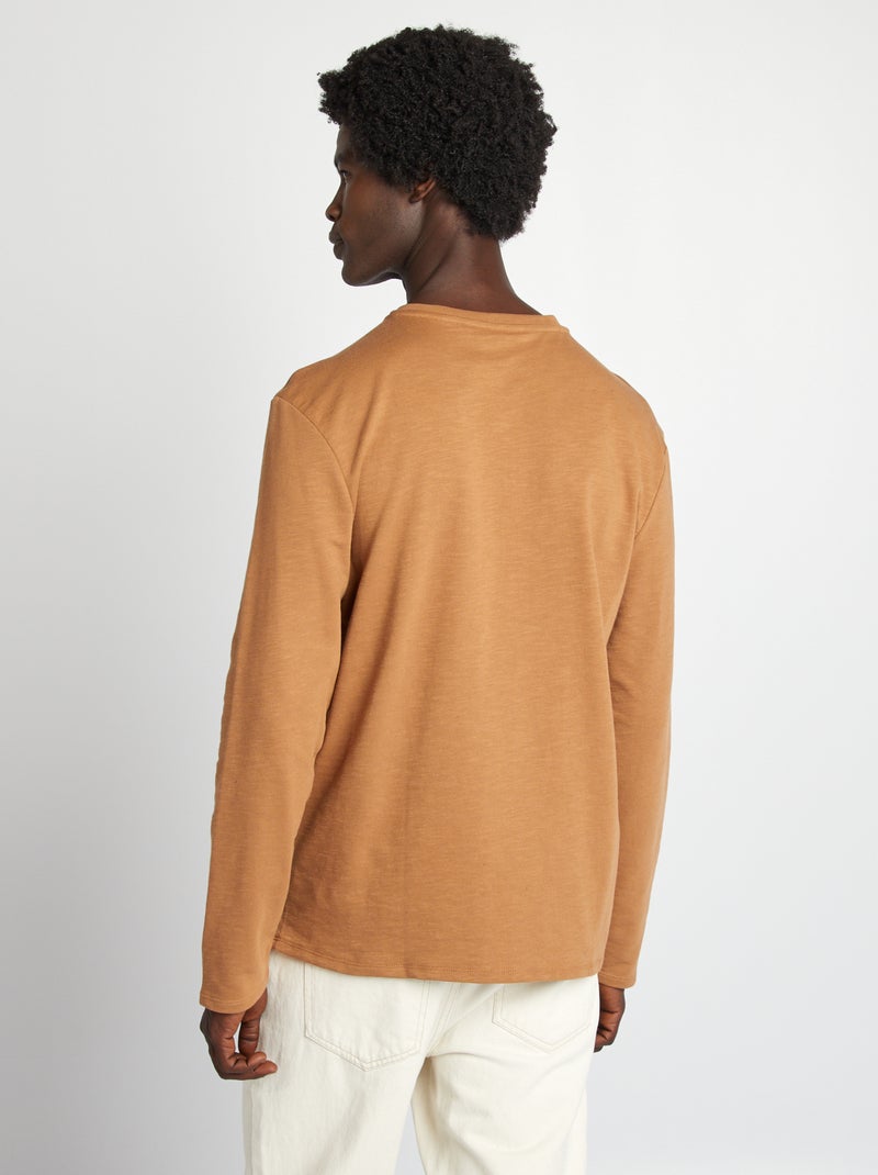 Camiseta con cuello panadero BEIGE - Kiabi