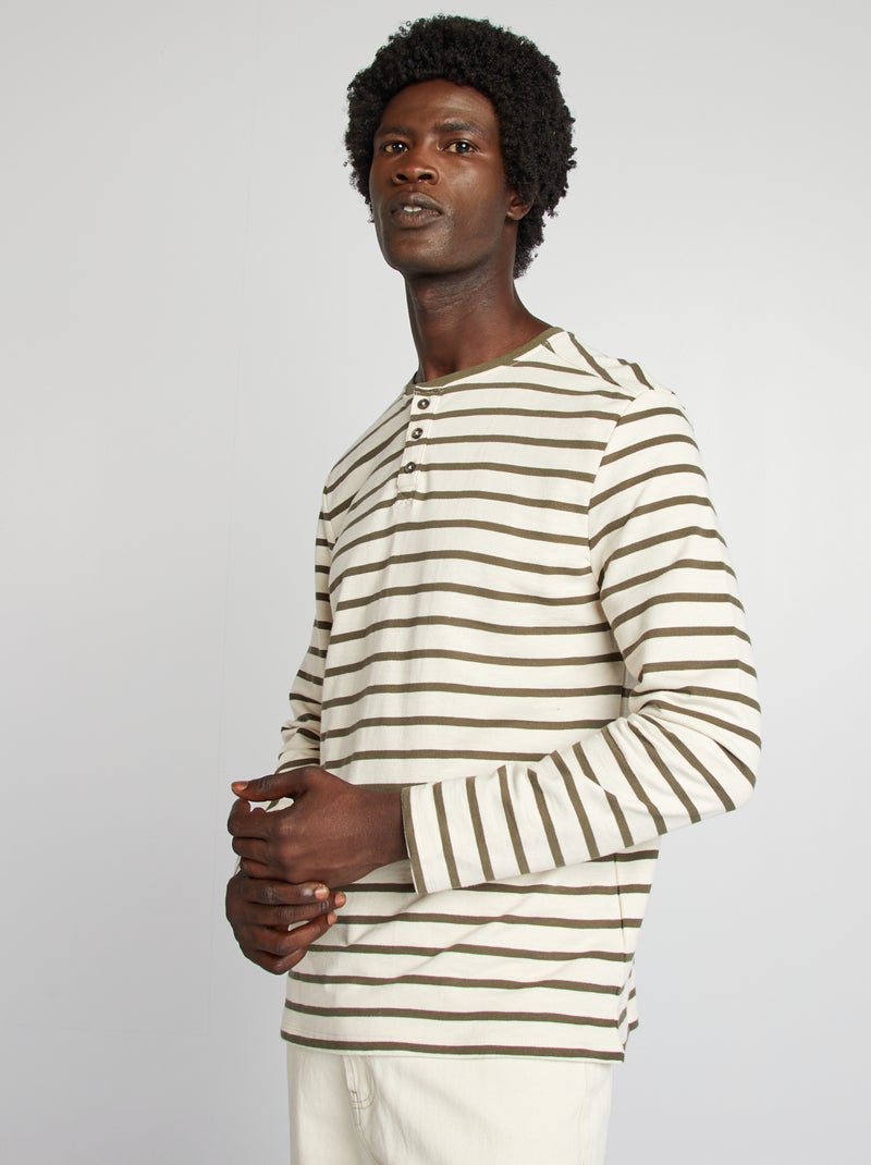 Camiseta con cuello panadero BEIGE - Kiabi