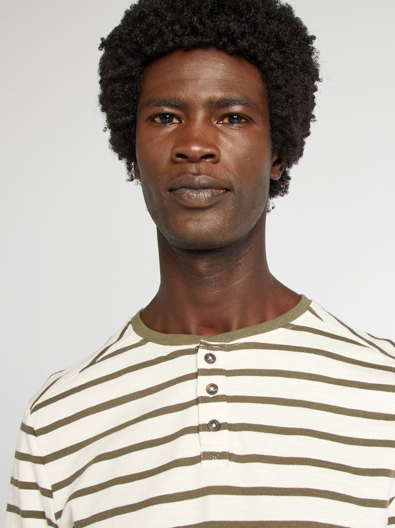 Camiseta con cuello panadero BEIGE - Kiabi