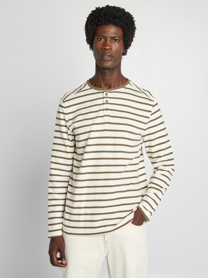 Camiseta con cuello panadero BEIGE - Kiabi