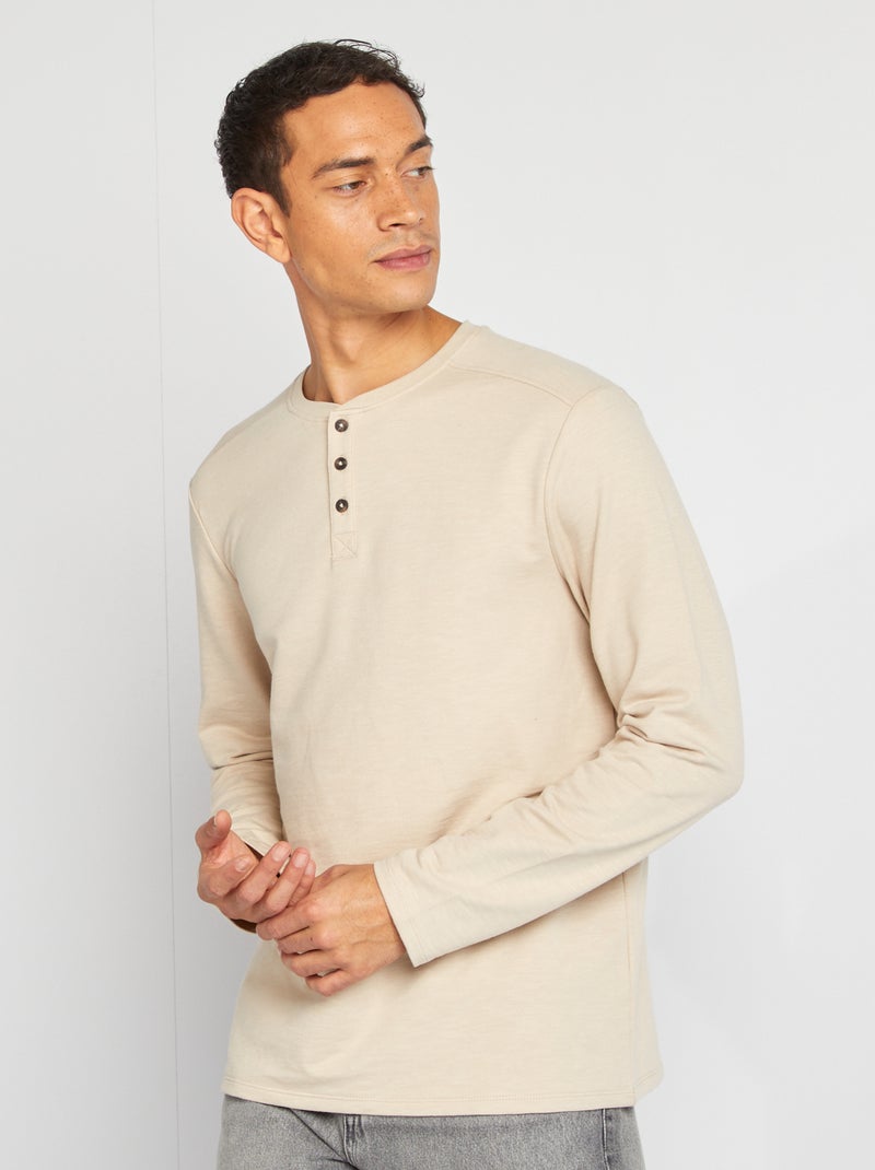 Camiseta con cuello panadero beige crema - Kiabi
