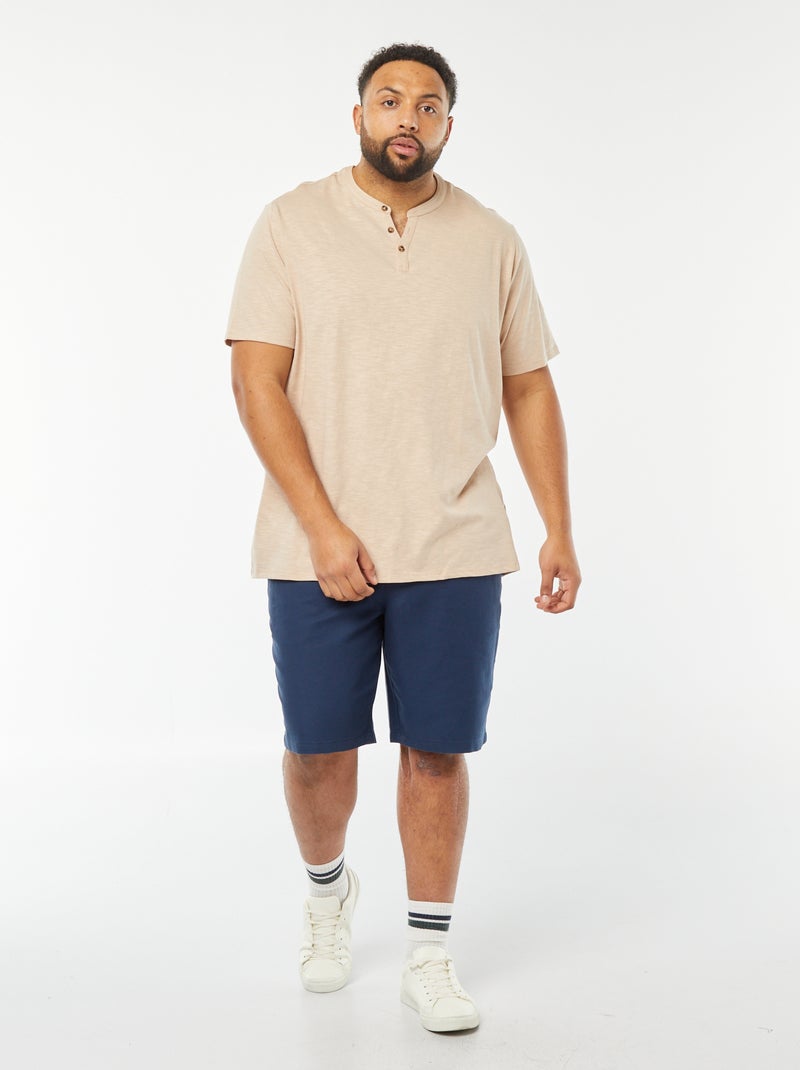Camiseta con cuello panadero Beige - Kiabi