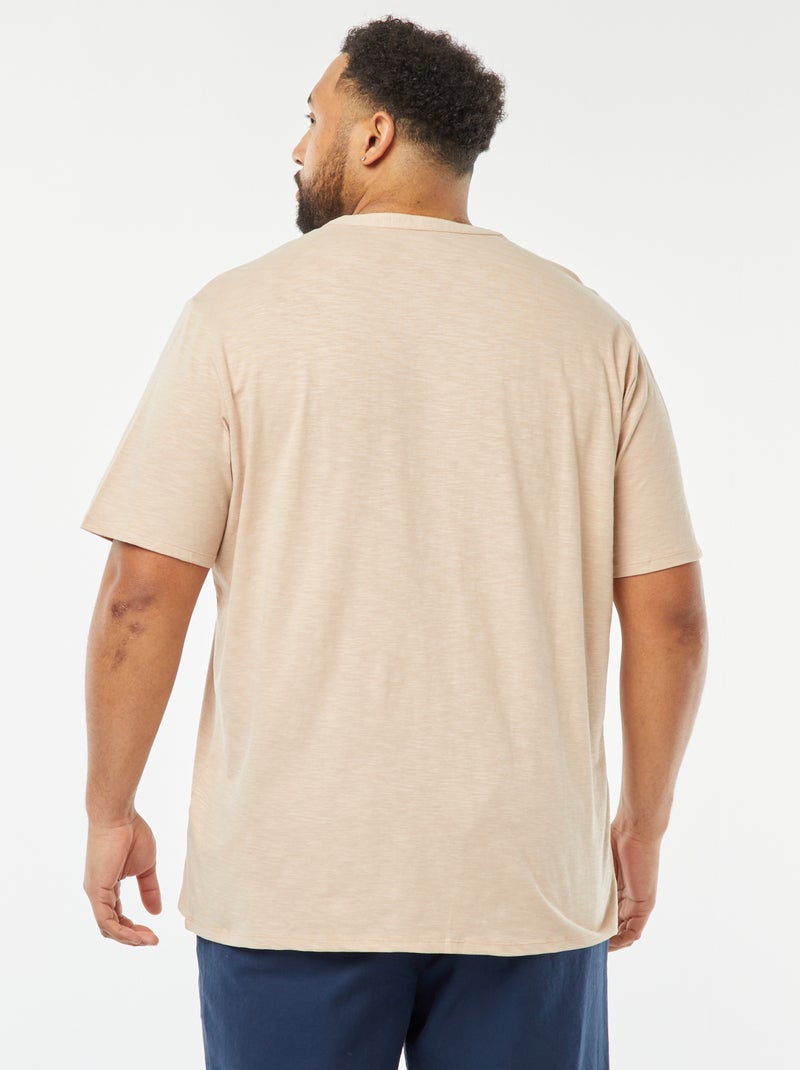 Camiseta con cuello panadero Beige - Kiabi