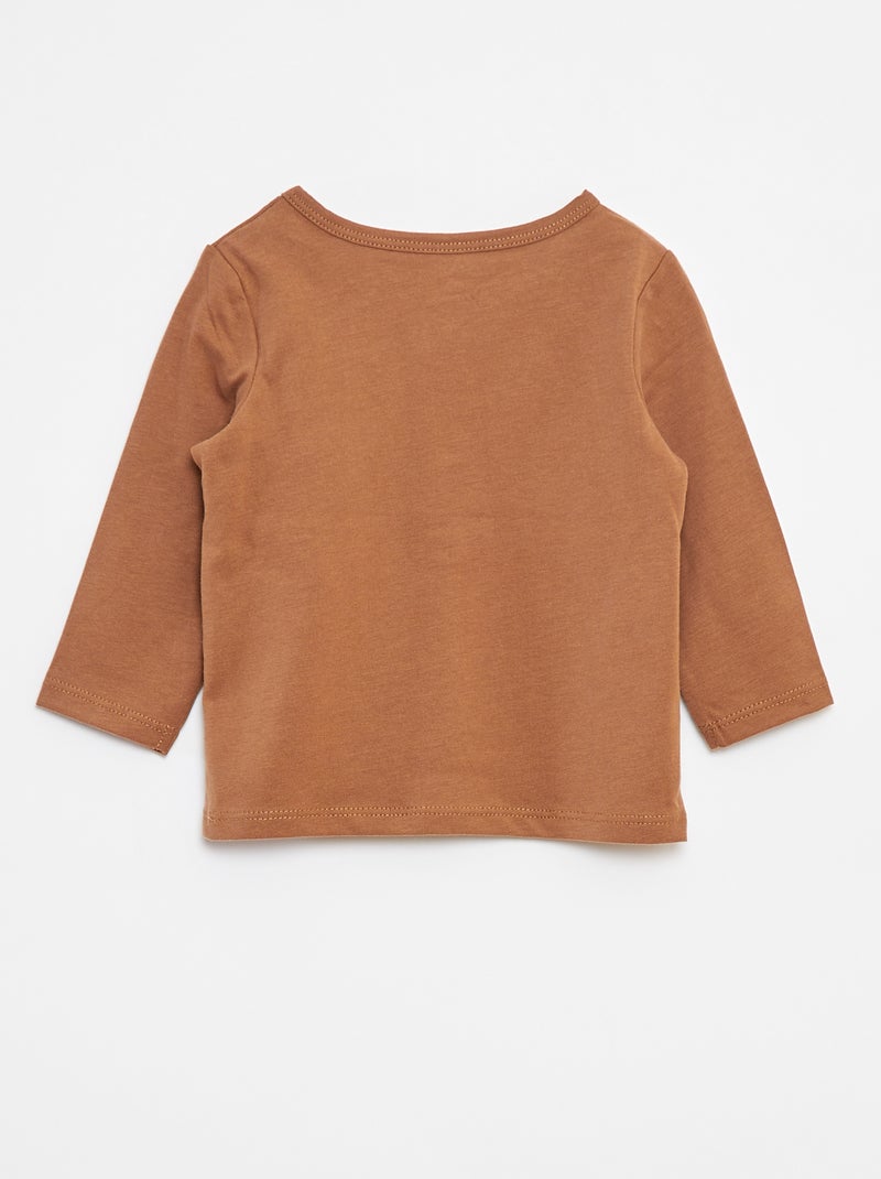 Camiseta con cuello panadero Beige - Kiabi