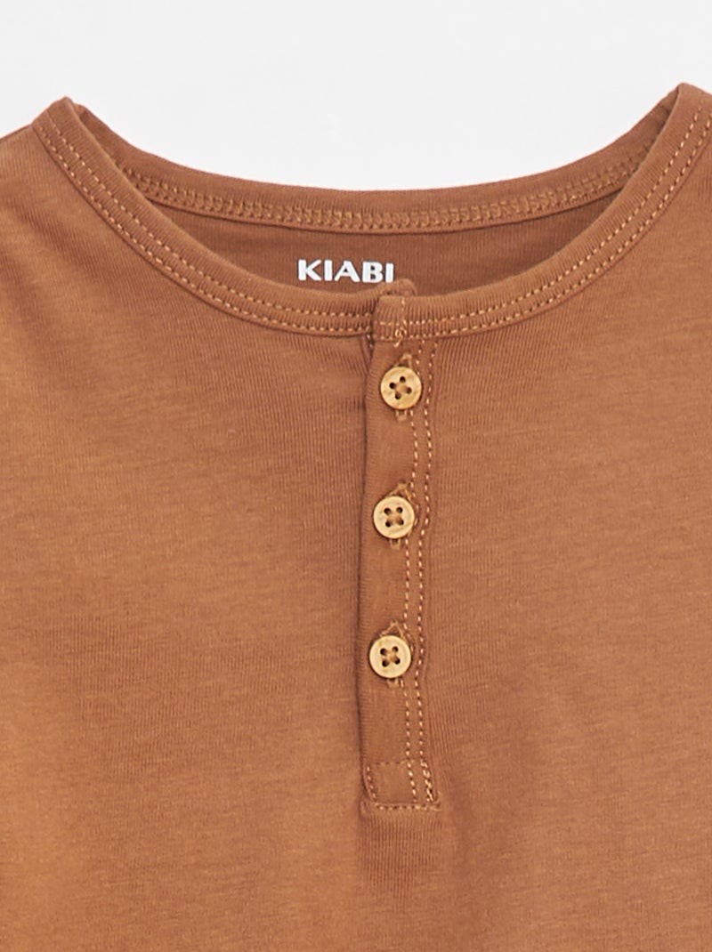 Camiseta con cuello panadero Beige - Kiabi