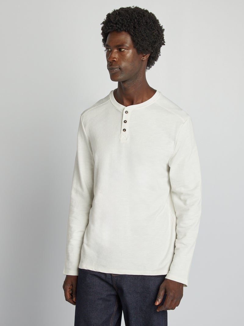 Camiseta con cuello panadero BLANCO - Kiabi
