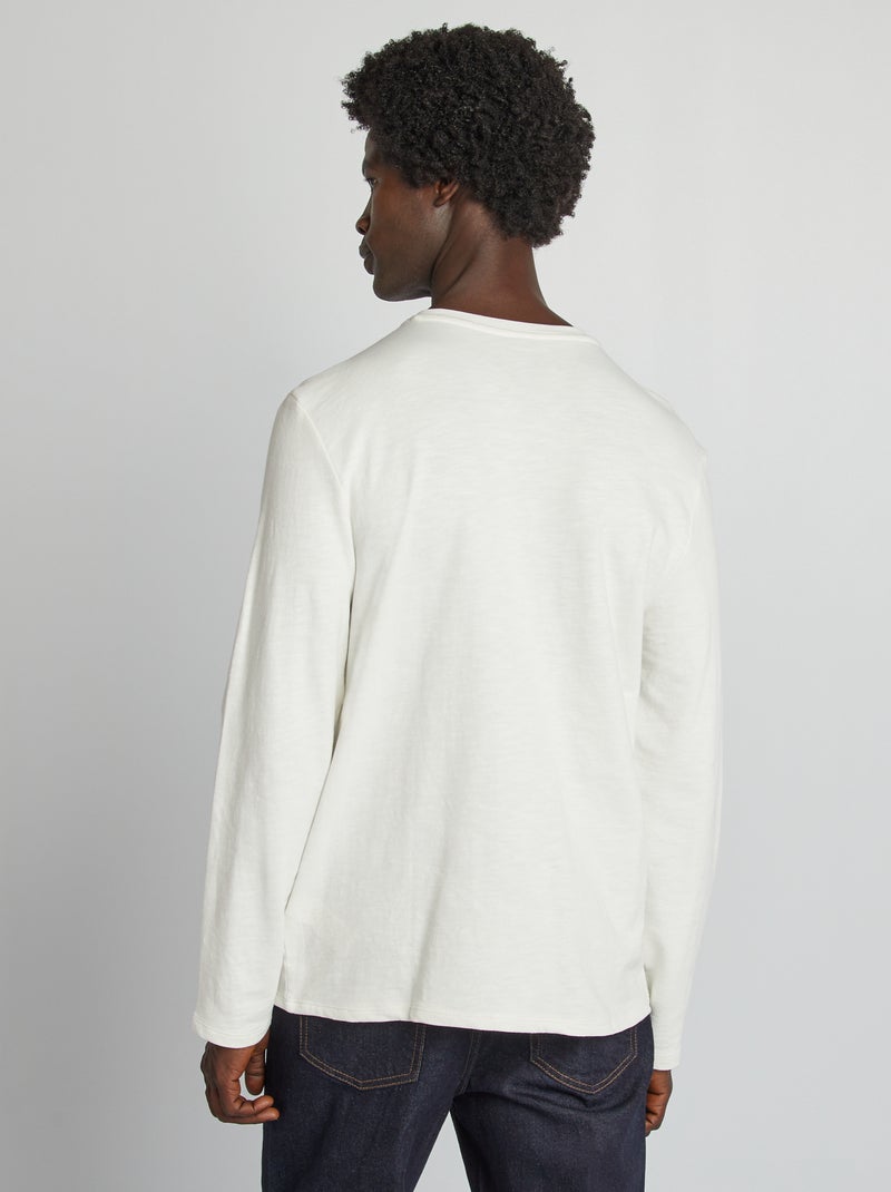 Camiseta con cuello panadero BLANCO - Kiabi