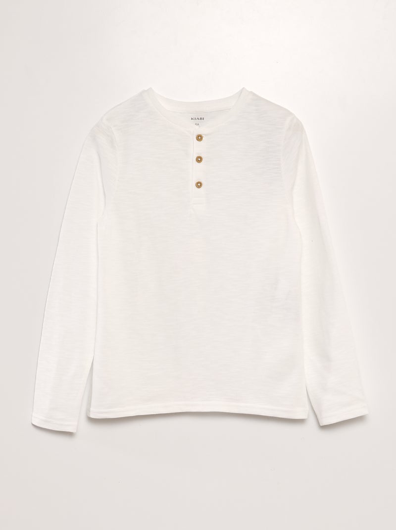 Camiseta con cuello panadero BLANCO - Kiabi