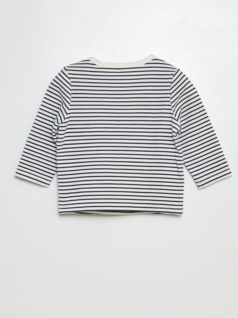 Camiseta con cuello panadero BLANCO - Kiabi