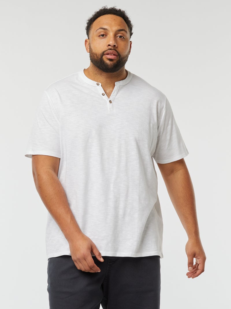 Camiseta con cuello panadero blanco - Kiabi