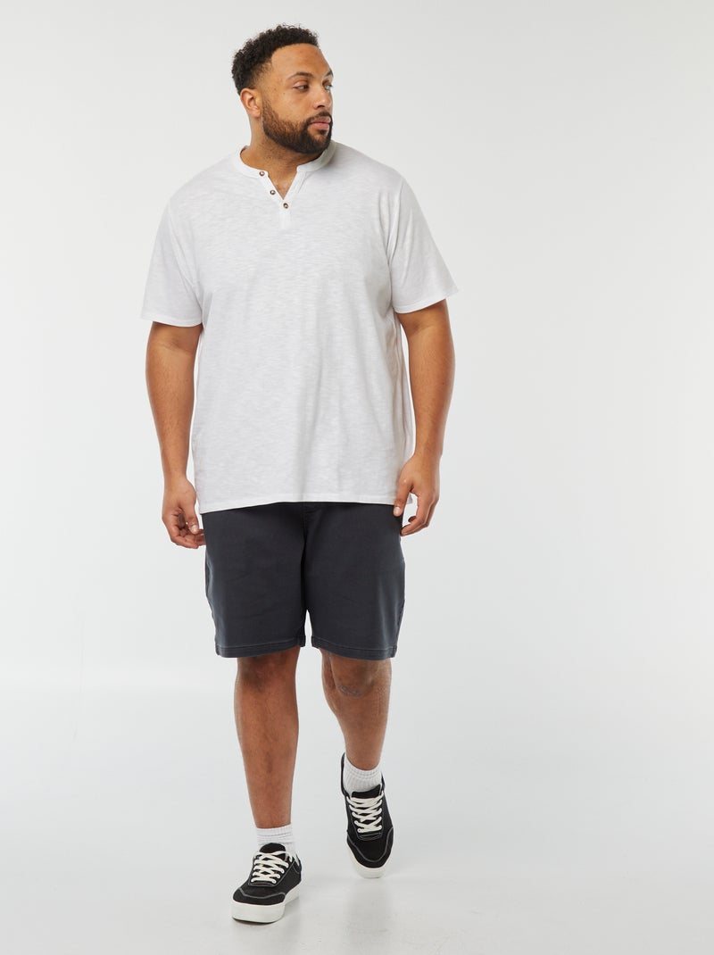 Camiseta con cuello panadero blanco - Kiabi