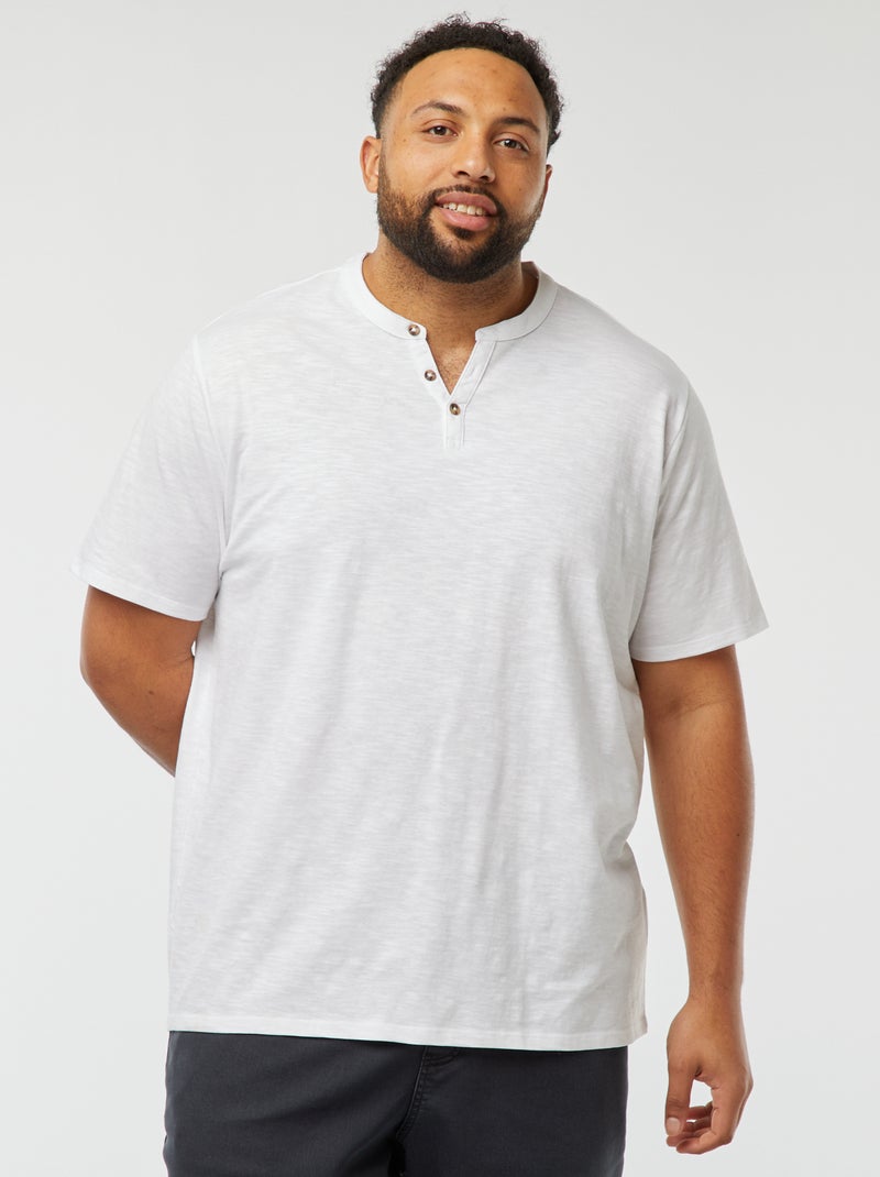 Camiseta con cuello panadero blanco - Kiabi