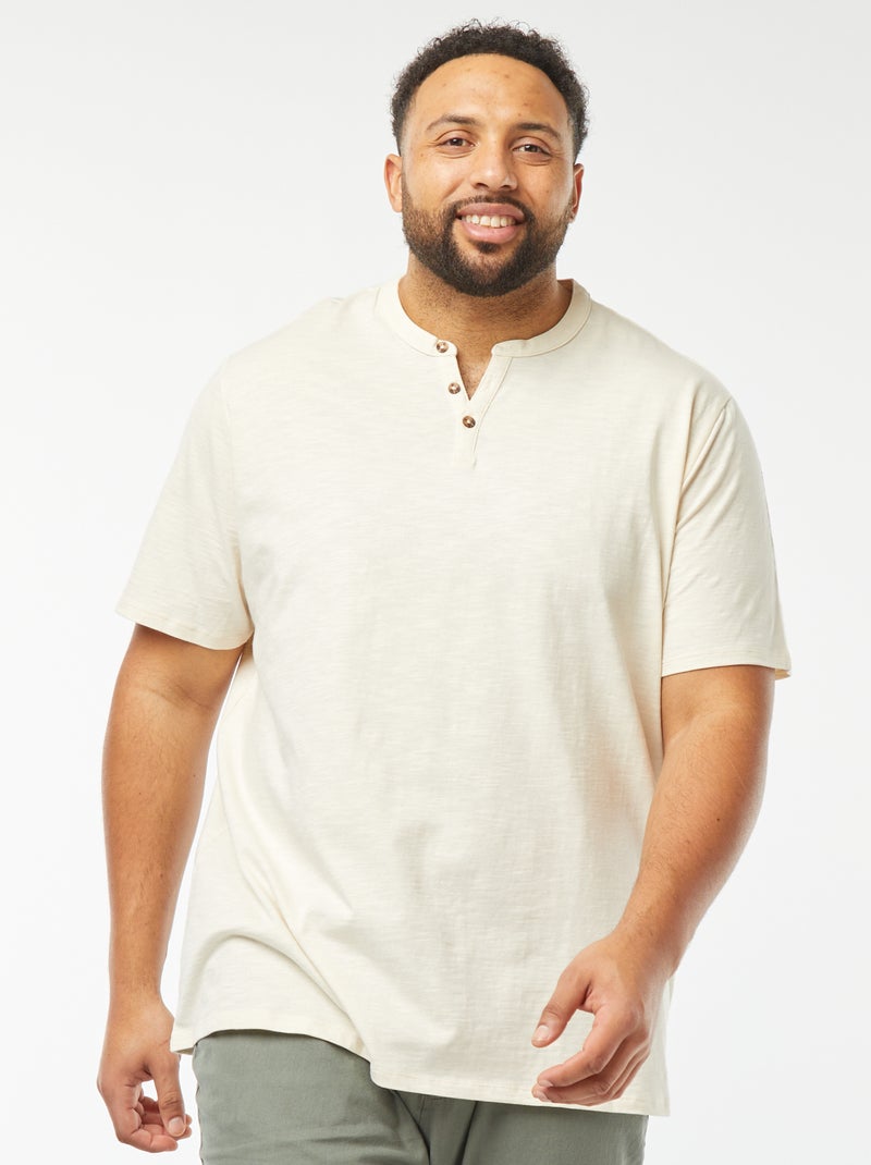 Camiseta con cuello panadero Blanco - Kiabi