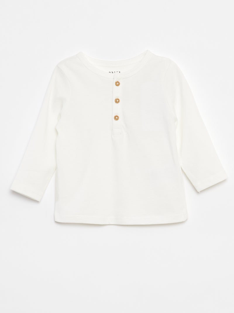 Camiseta con cuello panadero Blanco - Kiabi