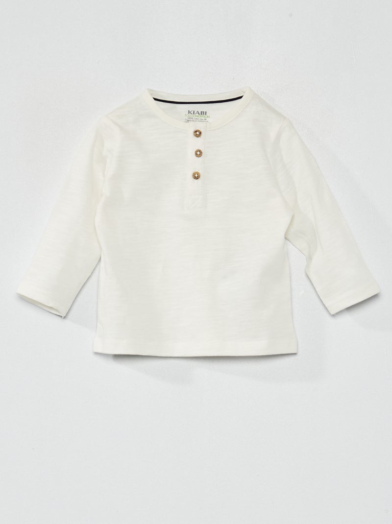 Camiseta con cuello panadero Blanco - Kiabi