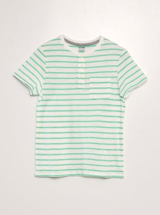 Camiseta con cuello panadero de rayas