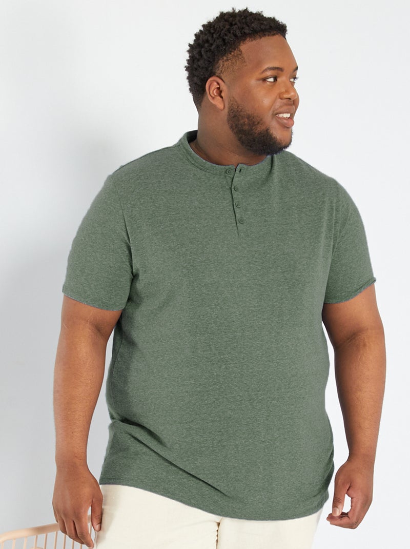 Camiseta con cuello panadero gris - Kiabi