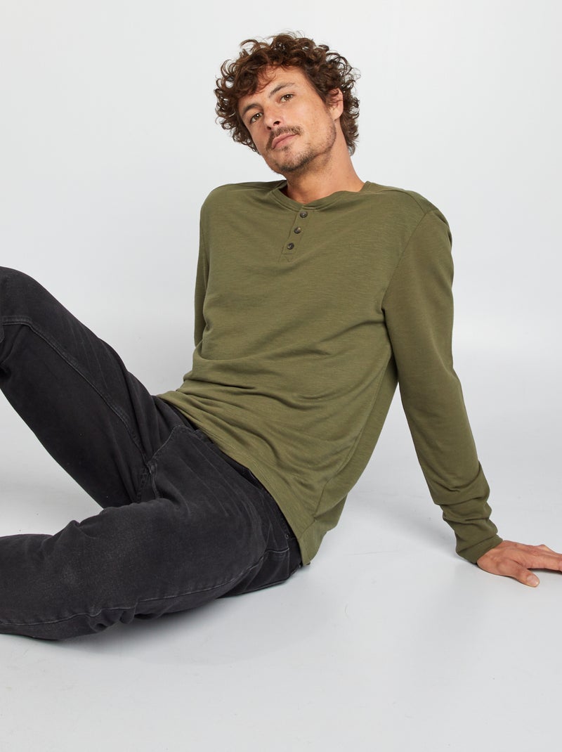 Camiseta con cuello panadero KAKI - Kiabi