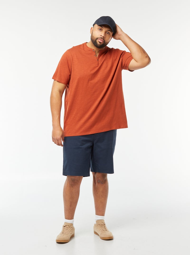 Camiseta con cuello panadero Marron - Kiabi