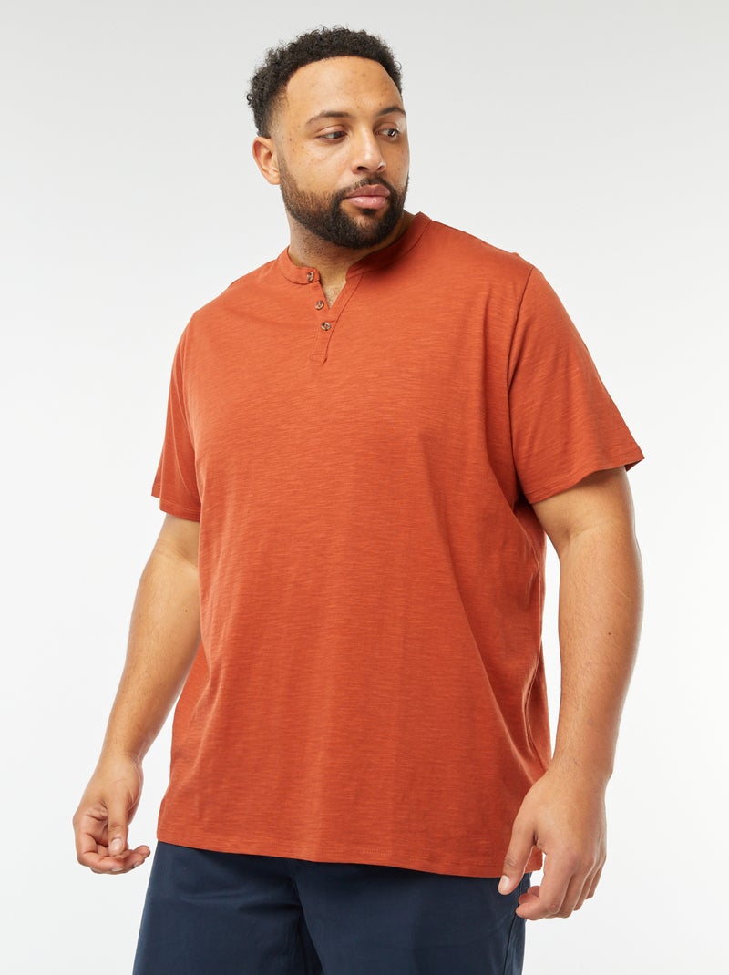 Camiseta con cuello panadero Marron - Kiabi