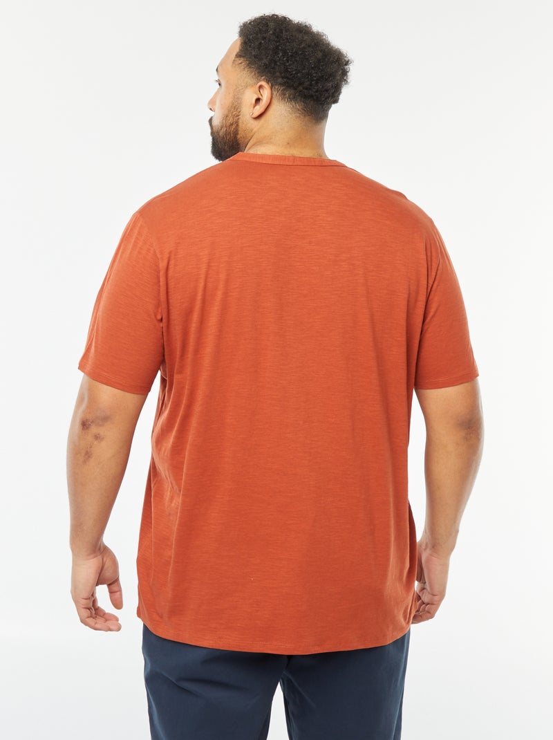 Camiseta con cuello panadero Marron - Kiabi