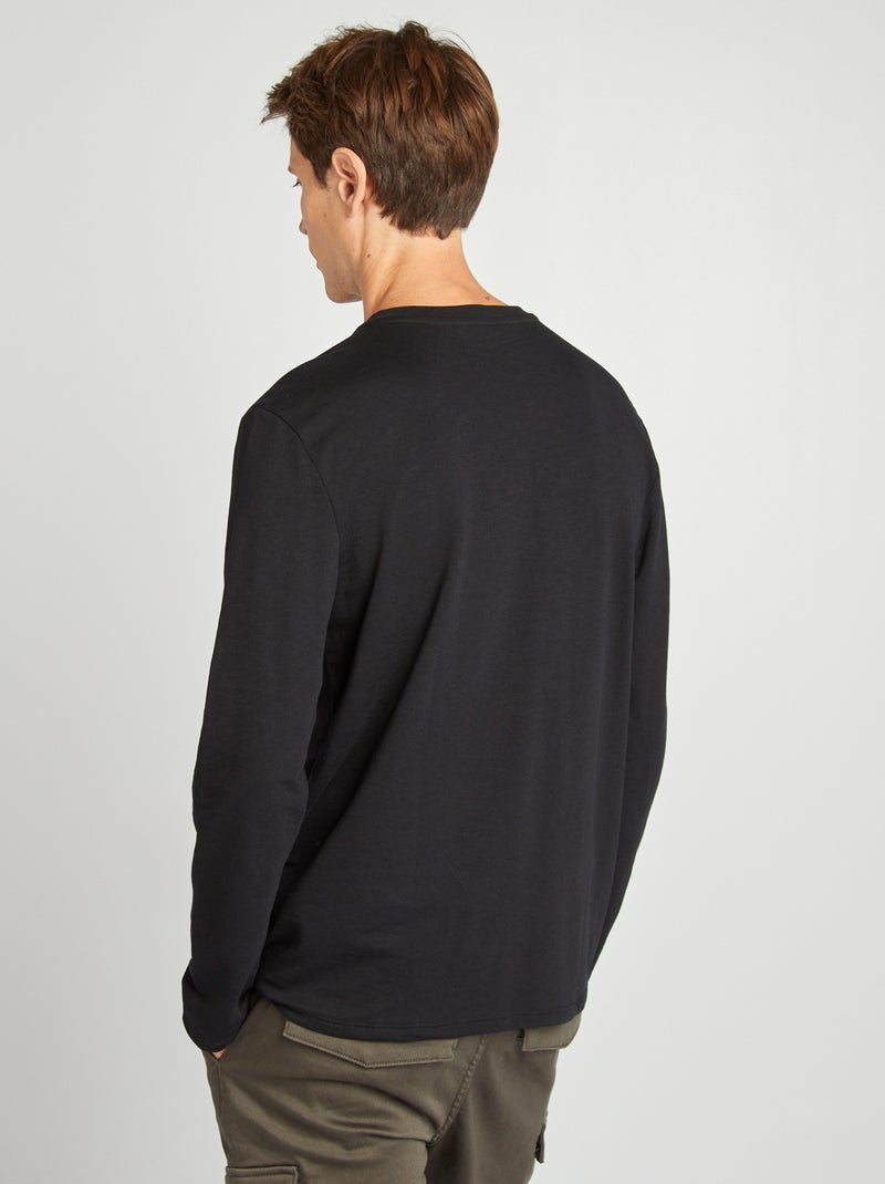 Camiseta con cuello panadero negro - Kiabi