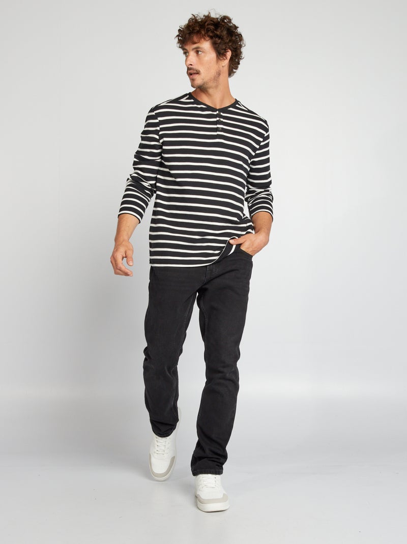 Camiseta con cuello panadero NEGRO - Kiabi