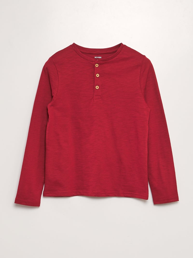 Camiseta con cuello panadero ROJO - Kiabi