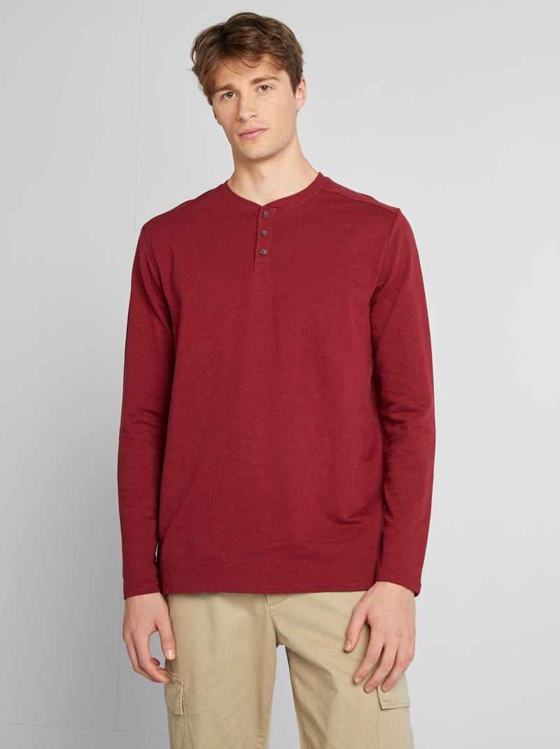 Camiseta con cuello panadero ROJO - Kiabi