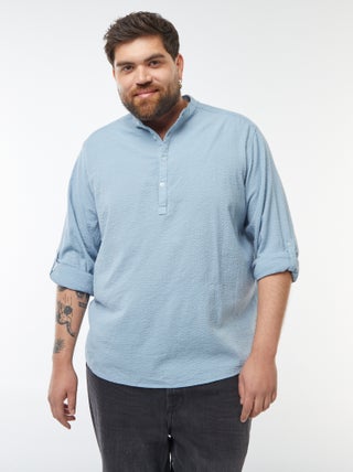 Camiseta con cuello panadero tejido tipo crespón
