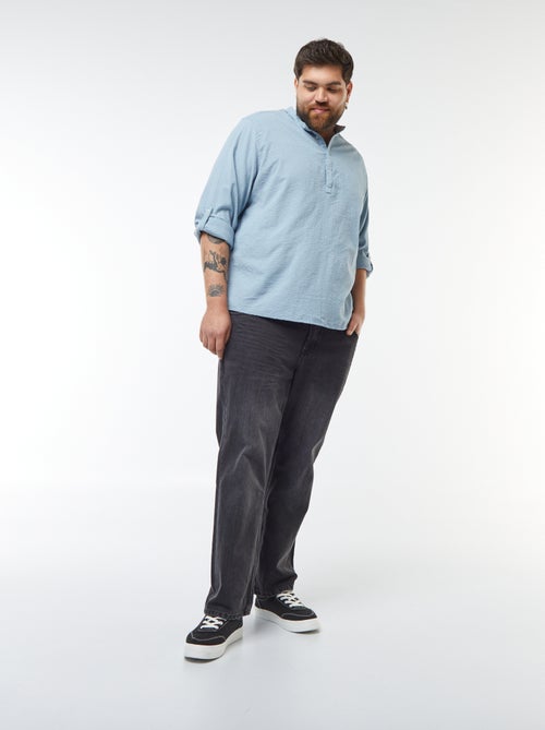 Camiseta con cuello panadero tejido tipo crespón - Kiabi