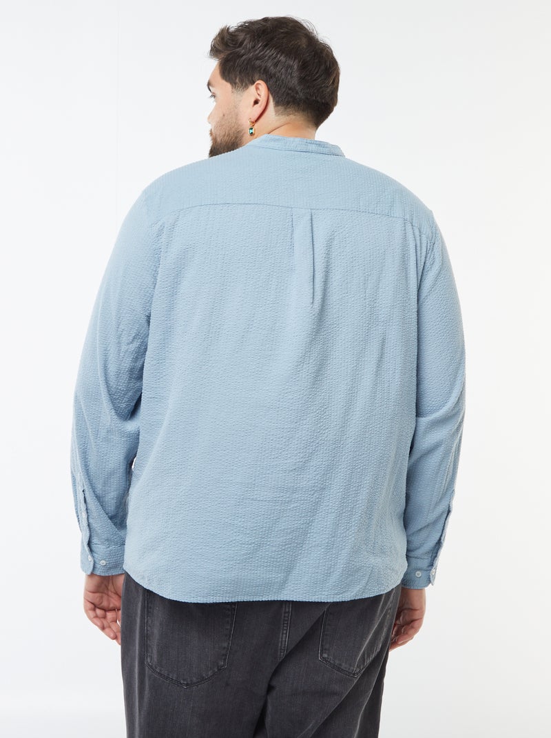 Camiseta con cuello panadero tejido tipo crespón Azul - Kiabi