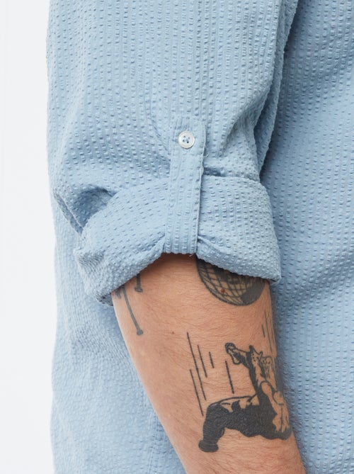 Camiseta con cuello panadero tejido tipo crespón - Kiabi