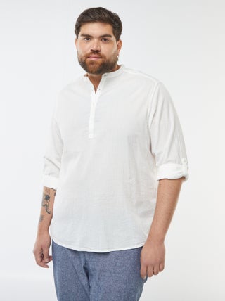 Camiseta con cuello panadero tejido tipo crespón