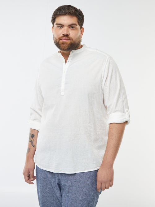 Camiseta con cuello panadero tejido tipo crespón - Kiabi