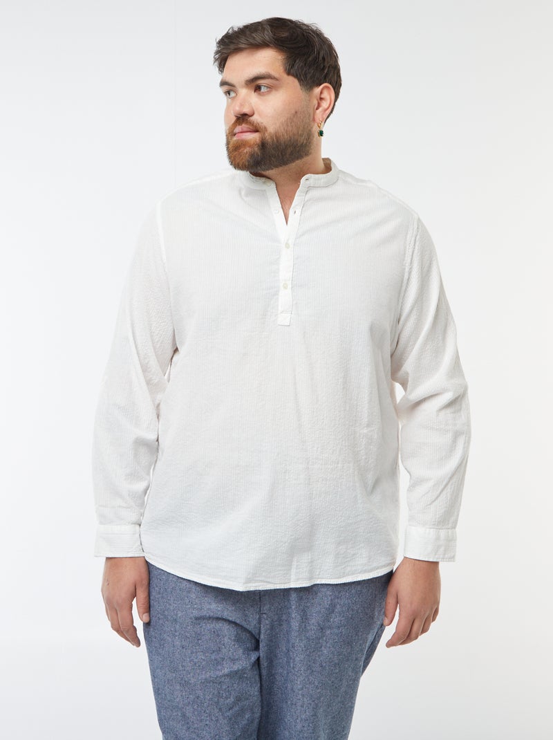 Camiseta con cuello panadero tejido tipo crespón Blanco - Kiabi